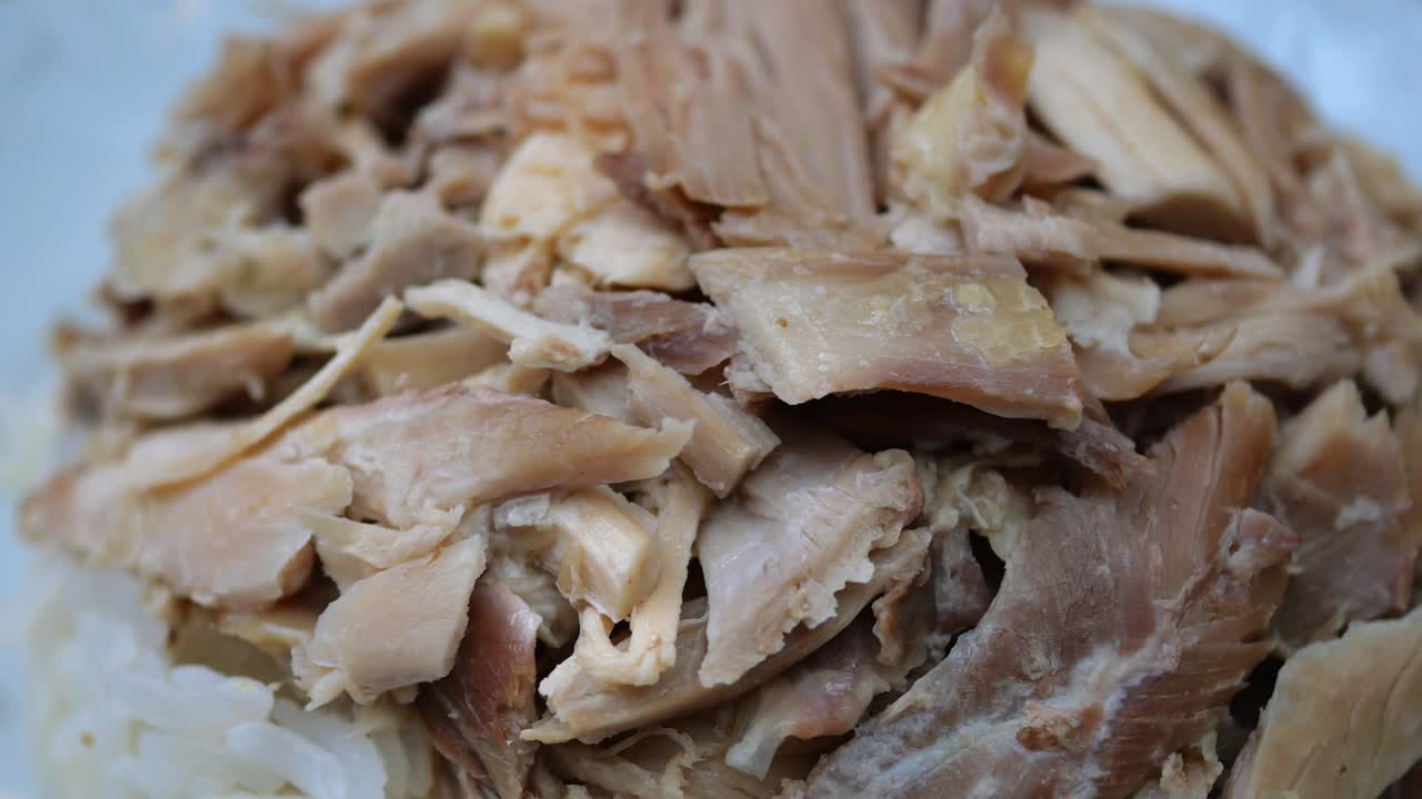 Piatto di pollo sfilacciato