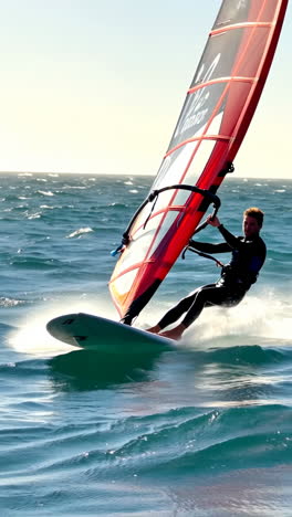Man Windsurfing in the Ocean