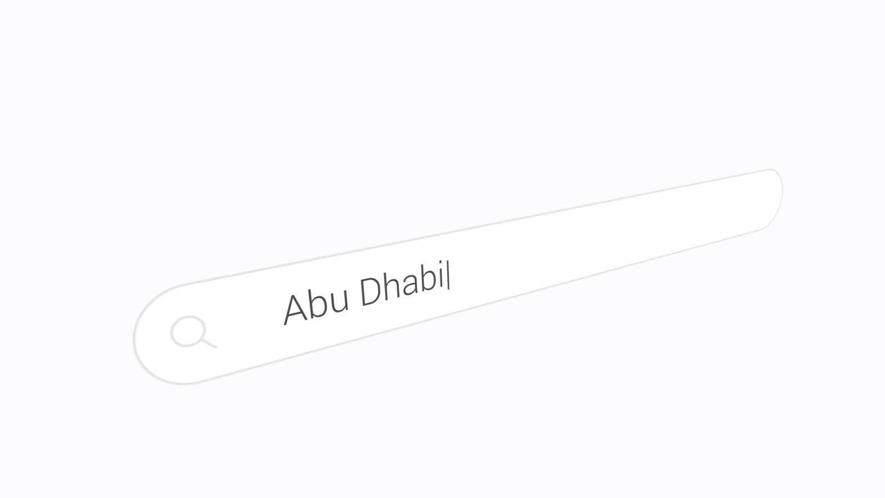 Typing Abu Dhabi in Digital Search Bar - Close Up