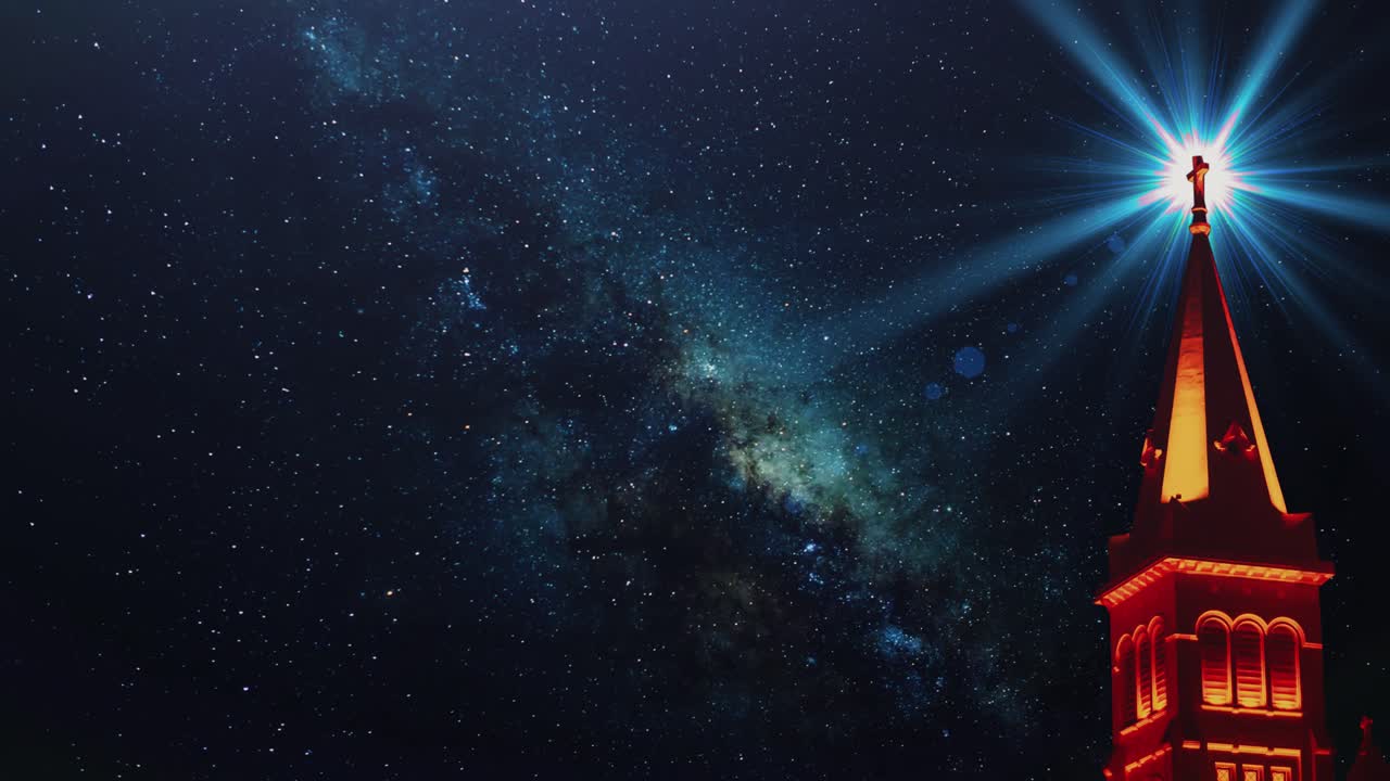 은하수 배경으로 황금 교회