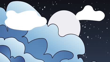 animación de nubes blancas que se mueven sobre las estrellas en el cielo nocturno