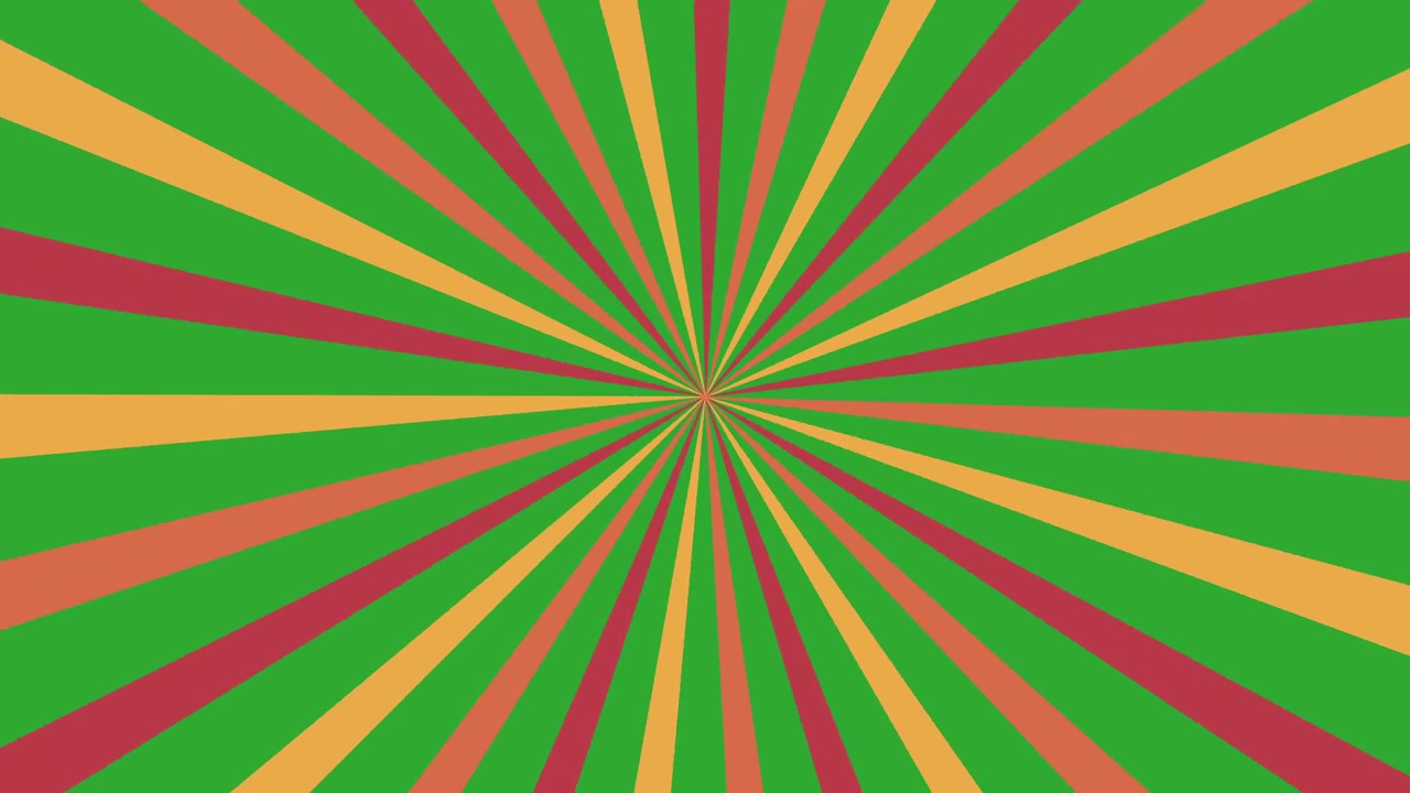 Vibrant Green Red Orange Radial Sunburst Animation Loop