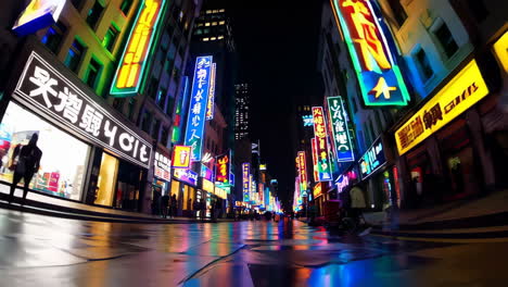 vibrant night street scene in china