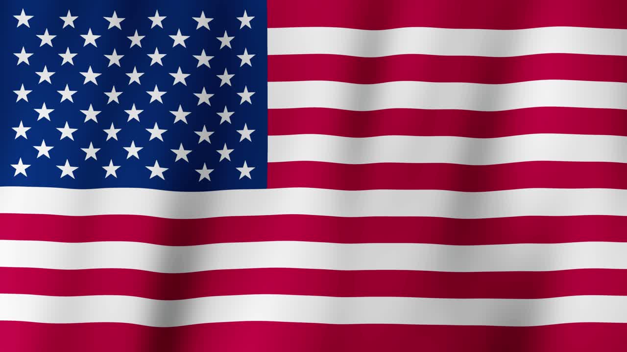 Loopable flag of The United States of America (USA). Digital animation waving background. (US)