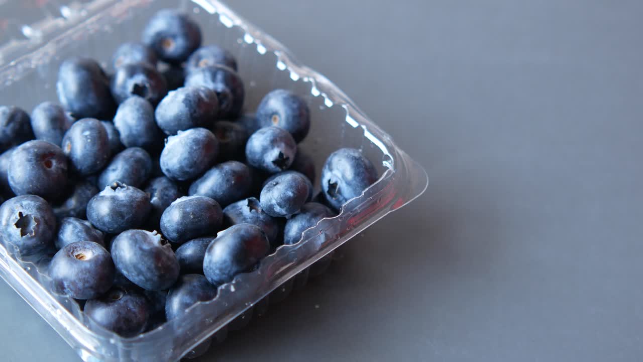 플라스틱 용기에 담긴 신선한 블루베리