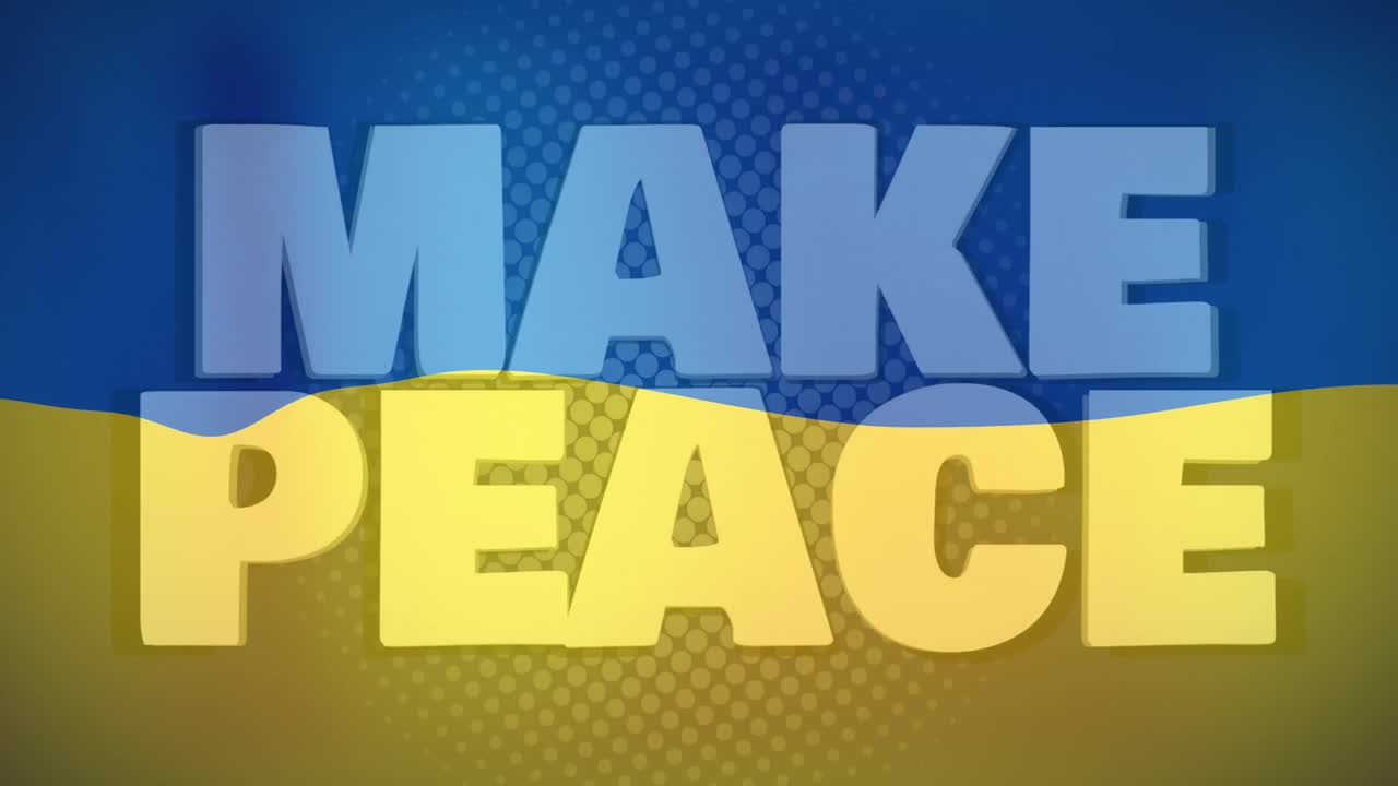 스 ⁇  워 메이크 피스의 애니메이션 우크라이나의 반점과  ⁇ 발 위의 텍스트