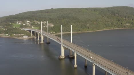 Aerial-view-of-Kessock-Bridge-on-a-sunny-day,-Inverness,-Scotland