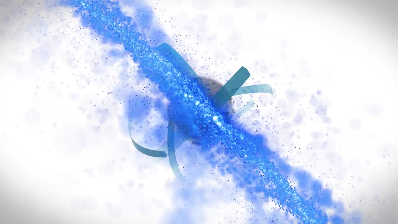 Animazione digitale di un'onda digitale blu su un globo rotante su sfondo bianco.