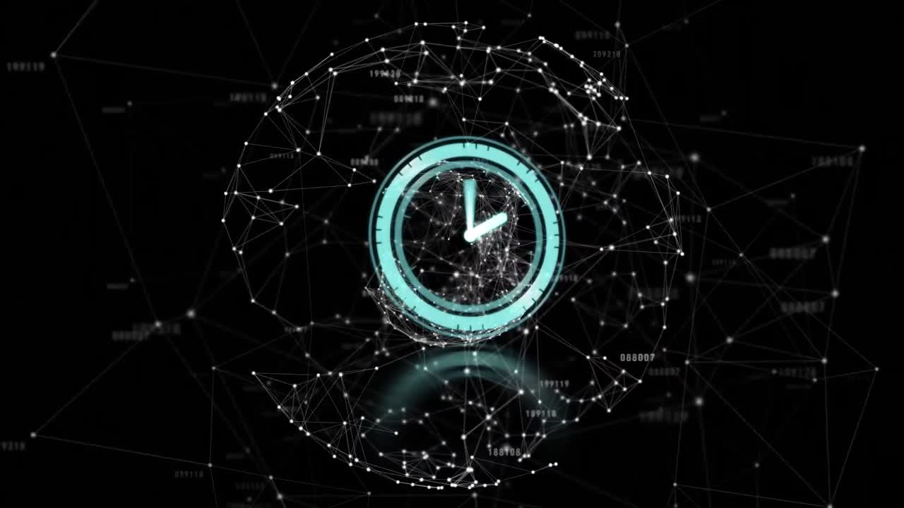 Animation of network of connections over clock