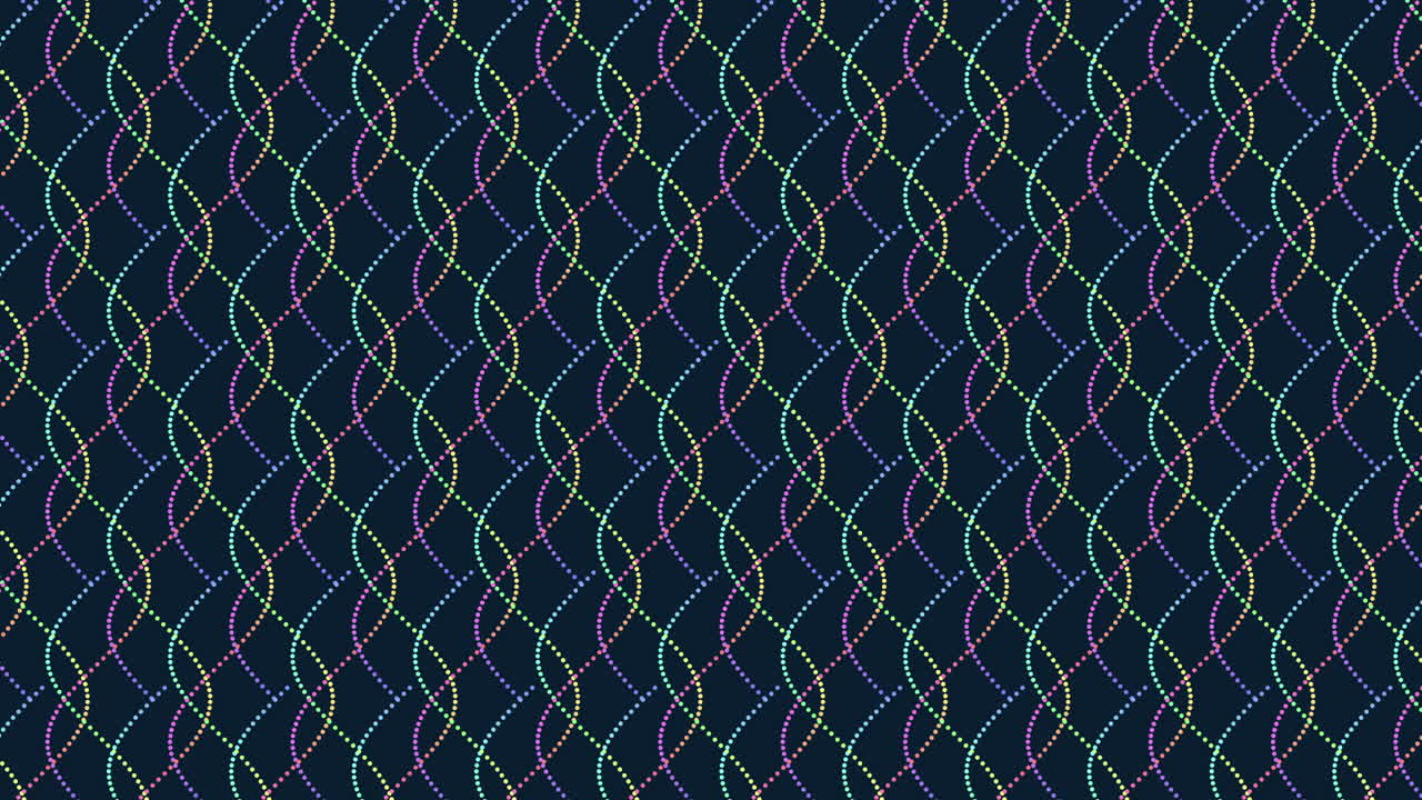 Colorful waves and dots futuristic pattern with neon gradient