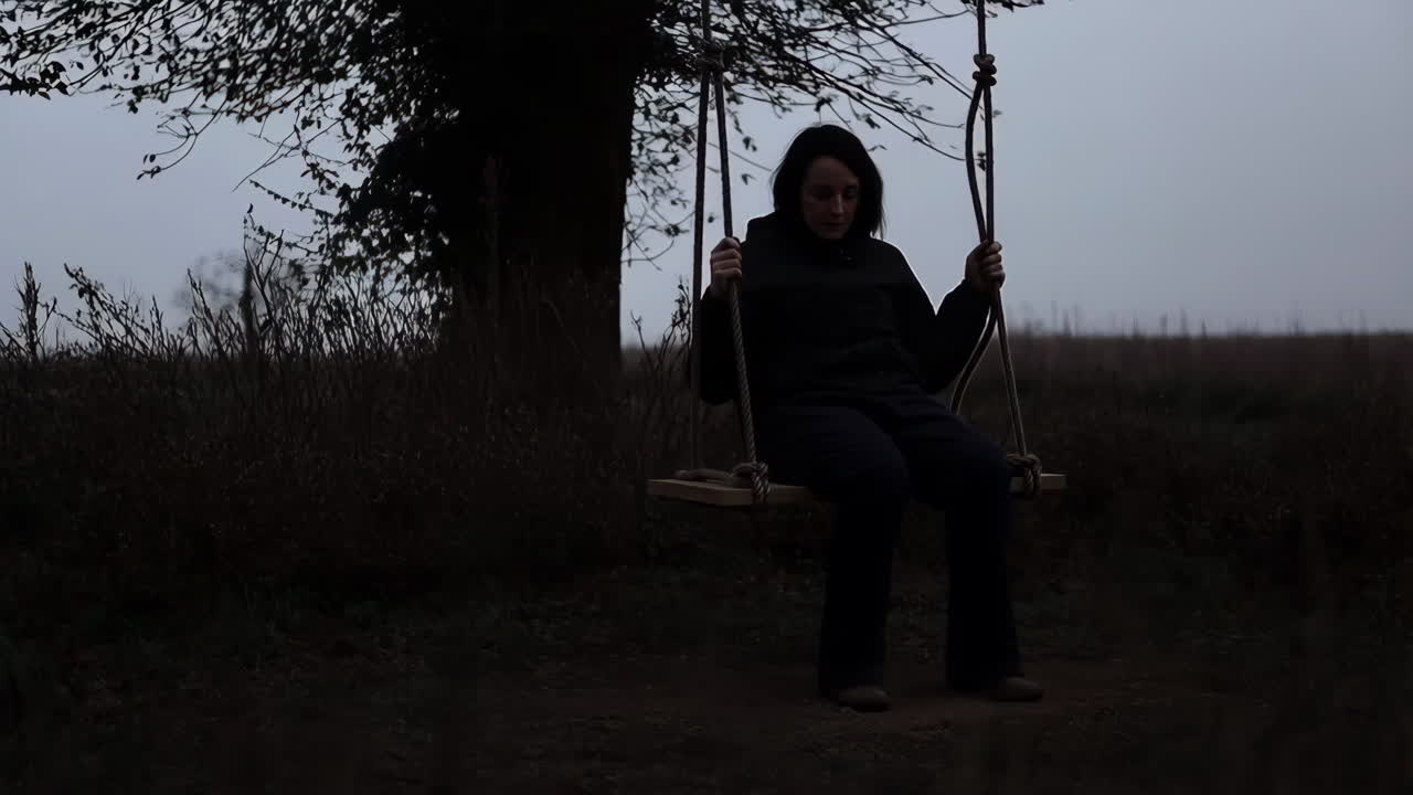 Woman on a swing under a tree