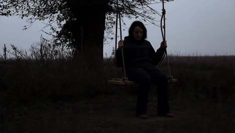 woman on a swing under a tree