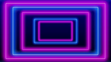 efecto de movimiento del marco rectangular cuadrado azul rosado colorido de luz de neón eléctrico. efecto de movimiento futurista de la discoteca techno 3d bucle azul rosa luz láser marco de la etapa de fondo de bucle sin costuras