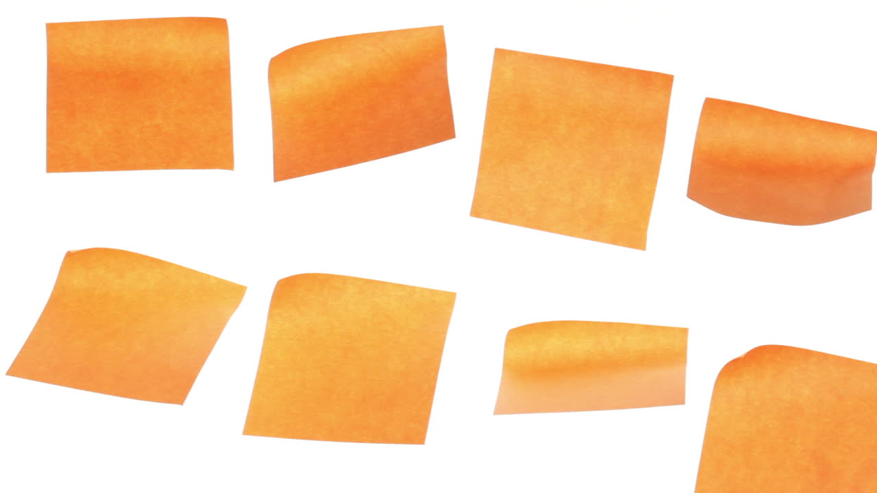 ocho pegatinas amarillas aisladas en el fondo blanco de lapso de tiempo