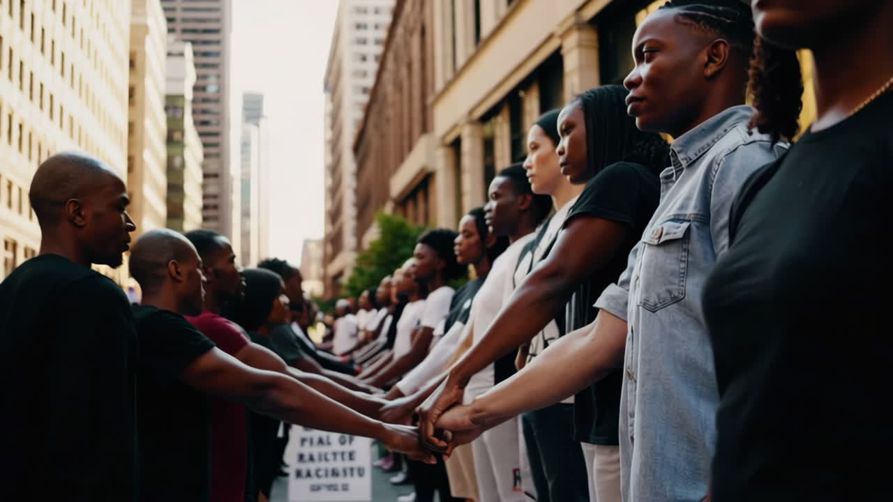 Diverse Group of People Holding Hands in Unity