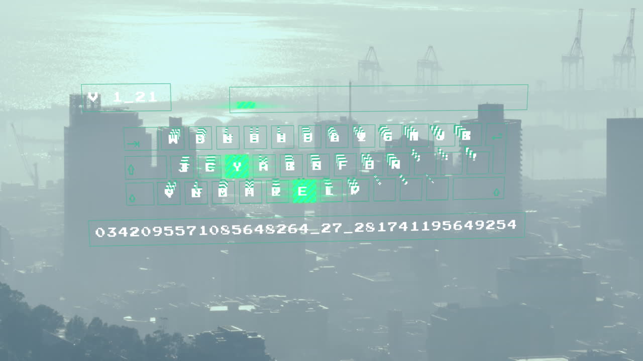 animación del procesamiento de datos digitales sobre el paisaje urbano