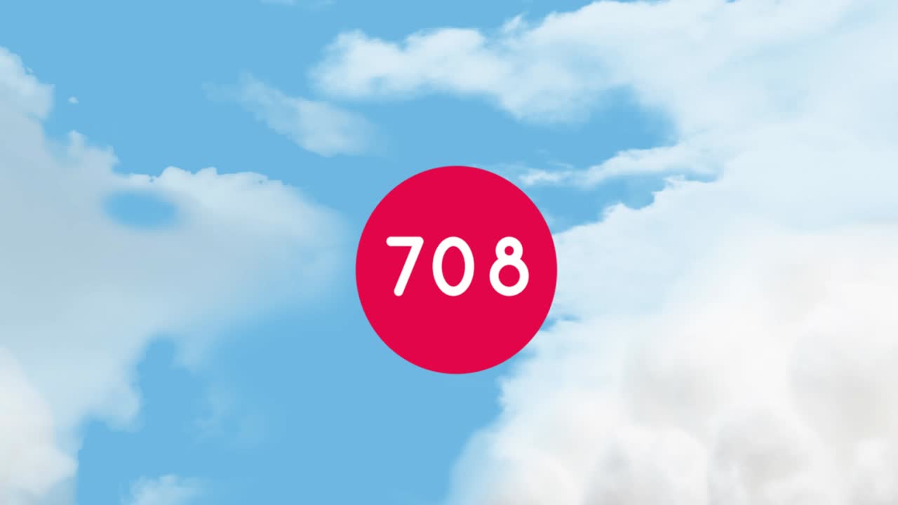 구름과 하늘 위에 자라는 숫자의 애니메이션