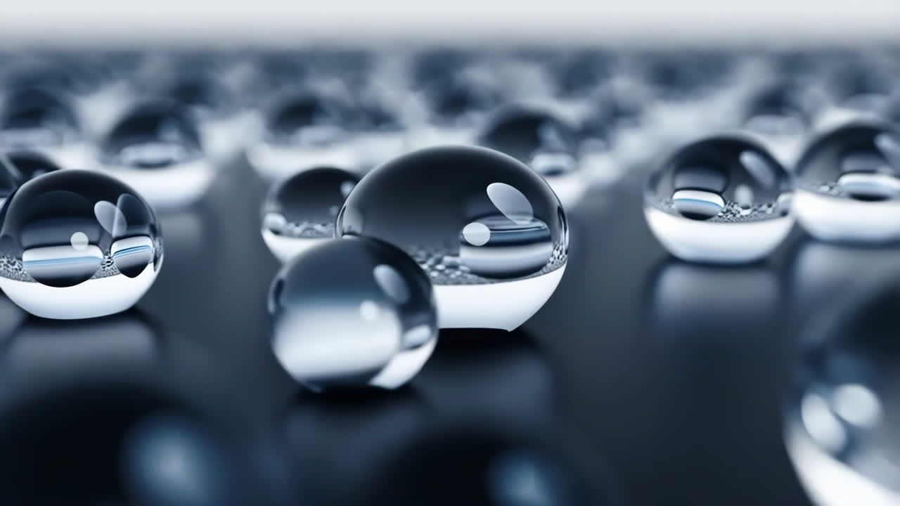 Macro View of Water Droplets on a Dark Surface