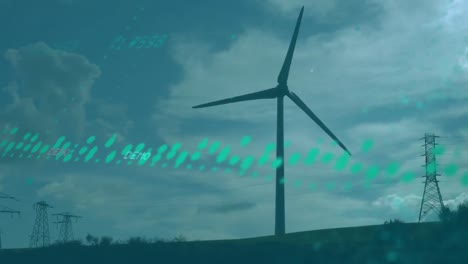 animation of data processing over windmill