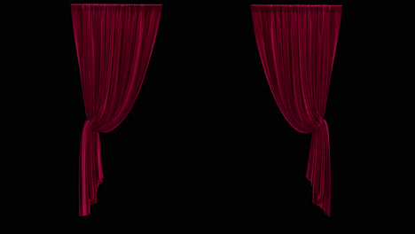 hanging red velvet curtains with alpha channel animation