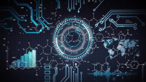 animation of digital data processing over circuit board