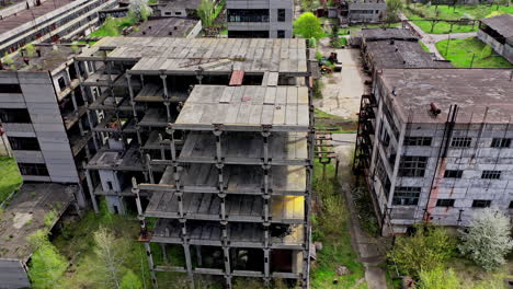 flying over old abandoned thermal power station