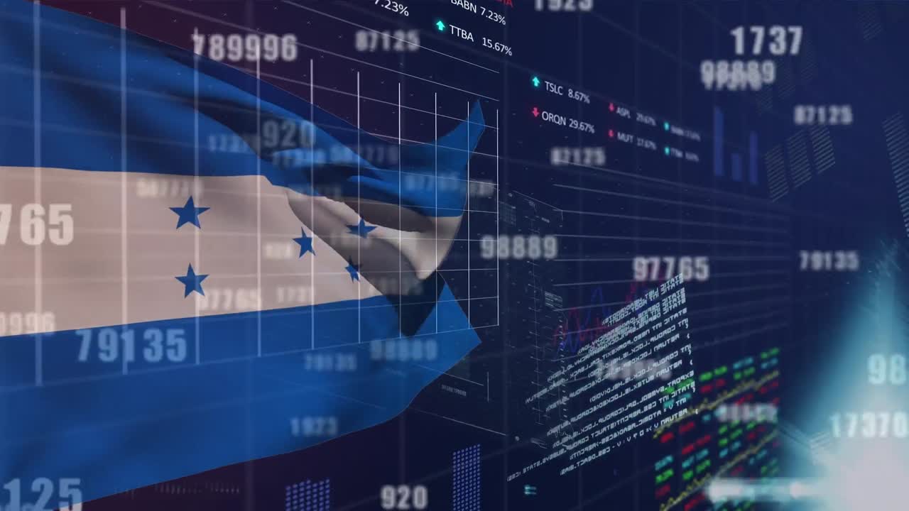 animación de la bandera de honduras sobre el procesamiento de datos