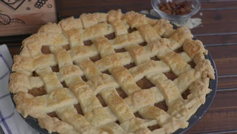 a rustic all american apple pie with a flaky lattice crust