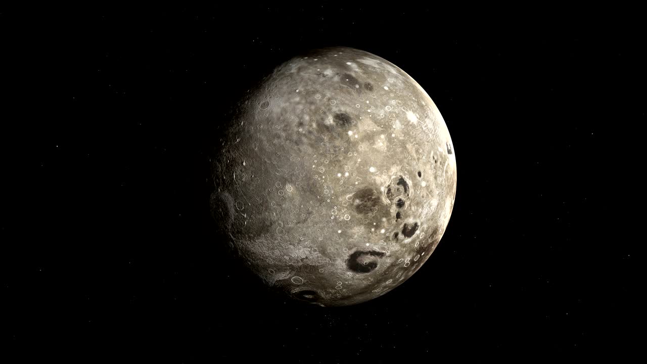 satélite oberón o urano iv, luna de urano, en rotación. bucle