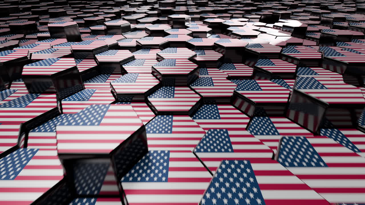 Row of American Flags for Memorial Day