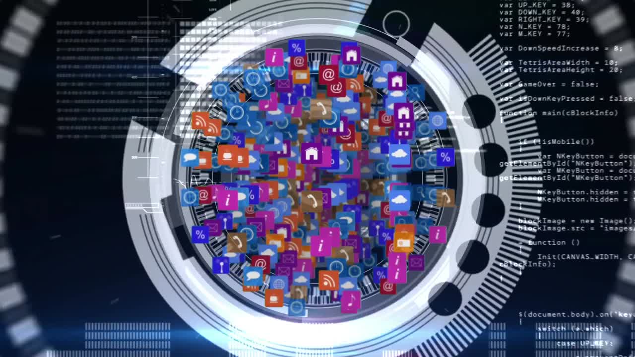 구 모양의 인터넷 아이콘과 기호