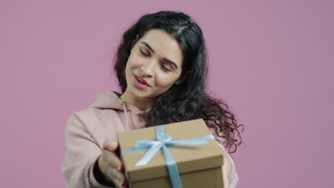 woman giving or receiving gift