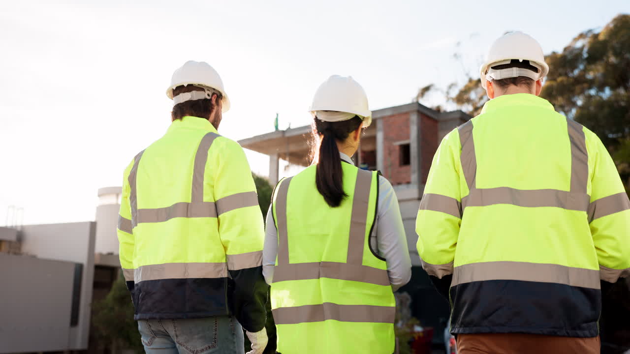arquitectura, personas o equipo de ingeniería caminando