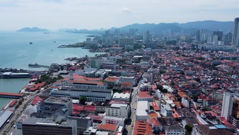 georgetown city and view of the wooden houses on stilts, clan jetties