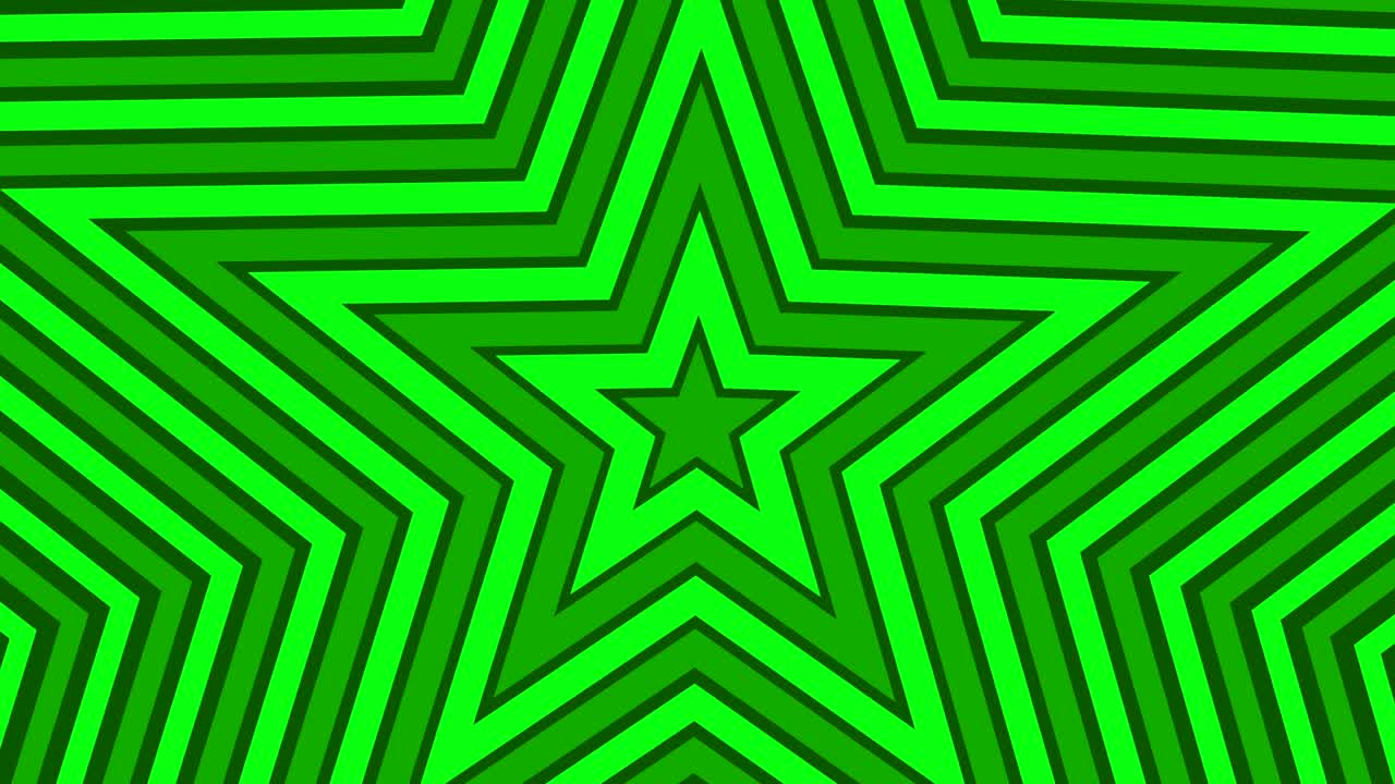 bucle estelar geométrico colorido forma en expansión fondo verde