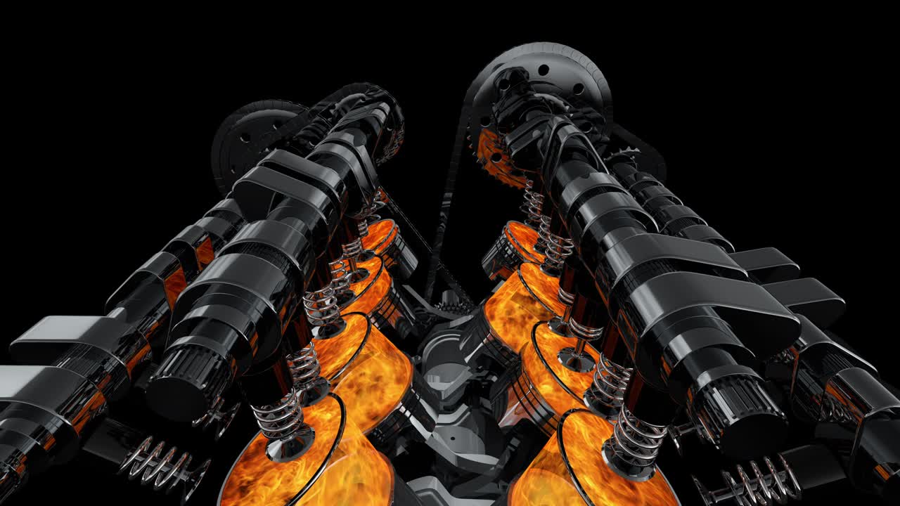 animación brillante del motor v8 con explosiones