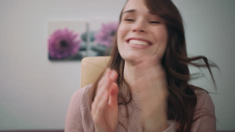 happy woman smiling. portrait of surprised woman celebrating success