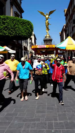 street scene with skull masks and tacos