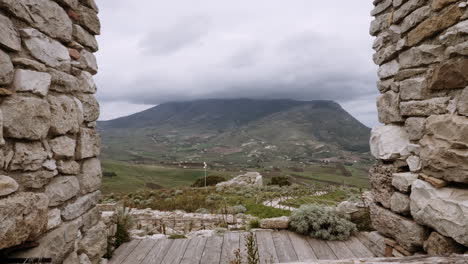 ancient ruins with mountain view