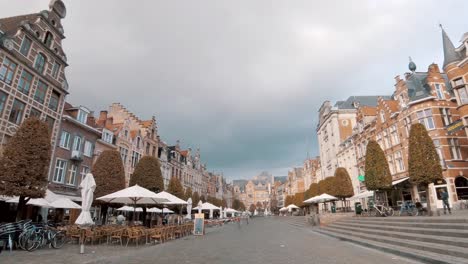 timelapse of cloudscape over belgium leuven oude markt square