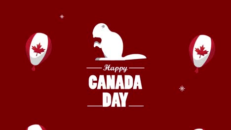 happy canada day lettering with chipmunk and balloons helium