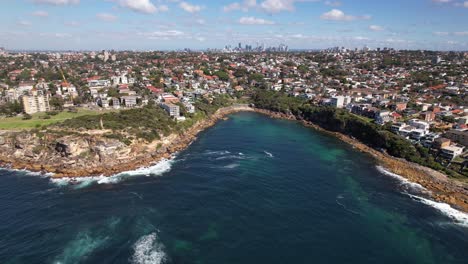 aerial view over gordons bay in coogee, nsw, australia - drone shot