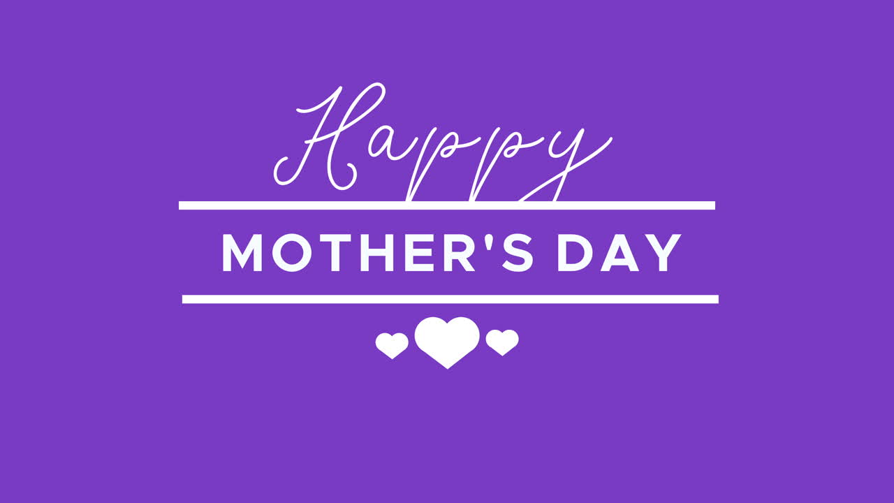 Happy mothers day hearty animation with purple backdrop