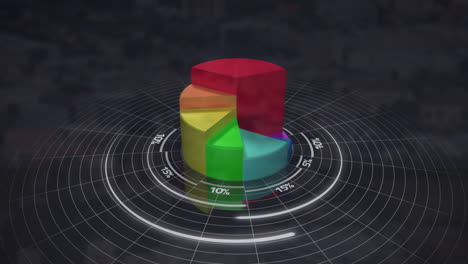 animación del procesamiento de datos sobre el paisaje