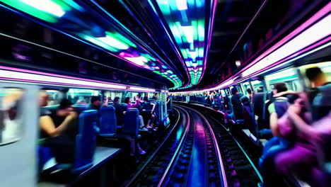 vibrant subway tunnel ride