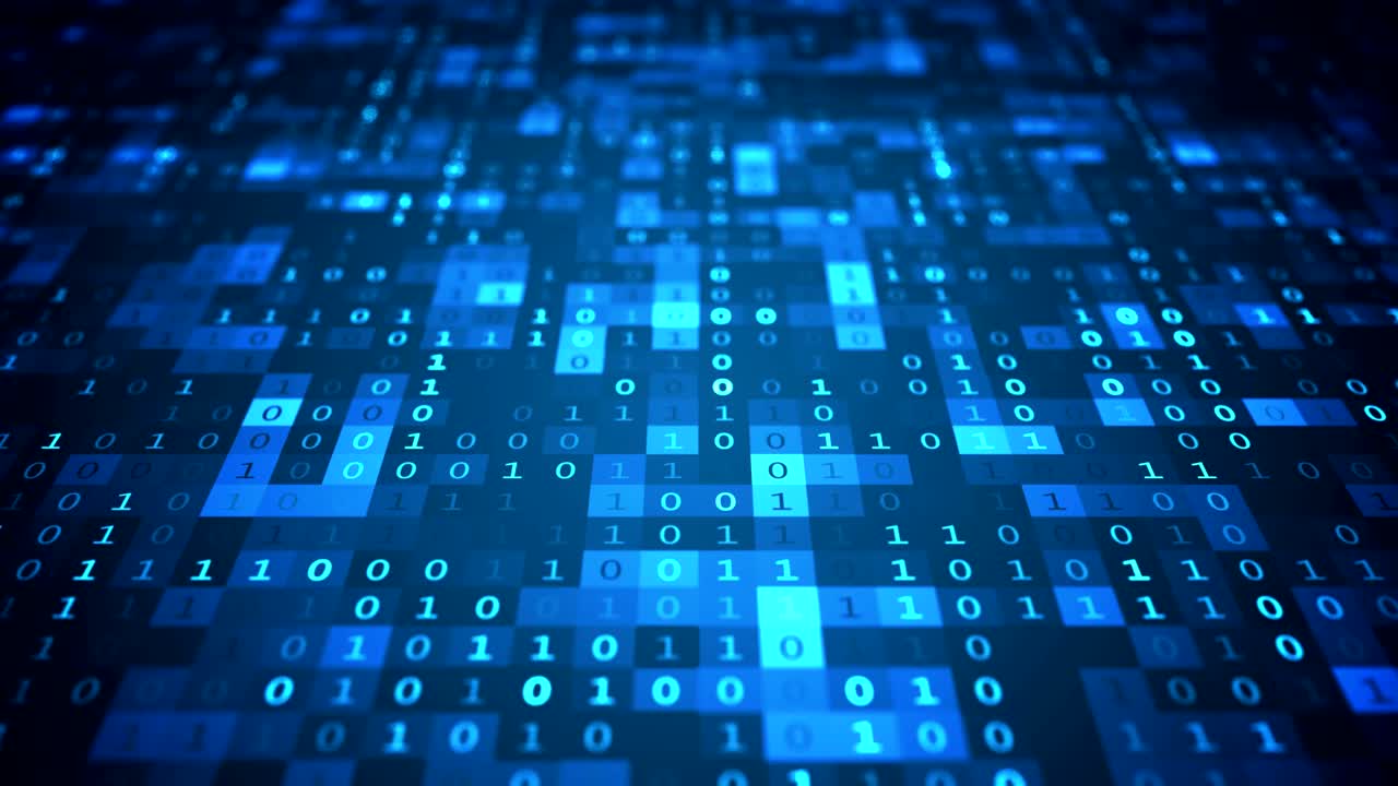 Algorithm operating with binary code. Technology concept. Looping animation.