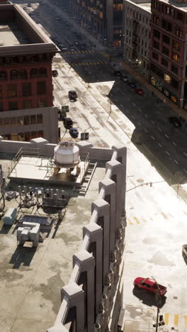 aerial view of city streets and buildings