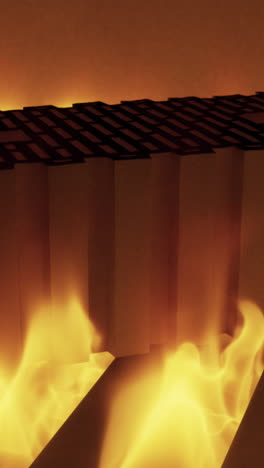 bloques de madera en combustión