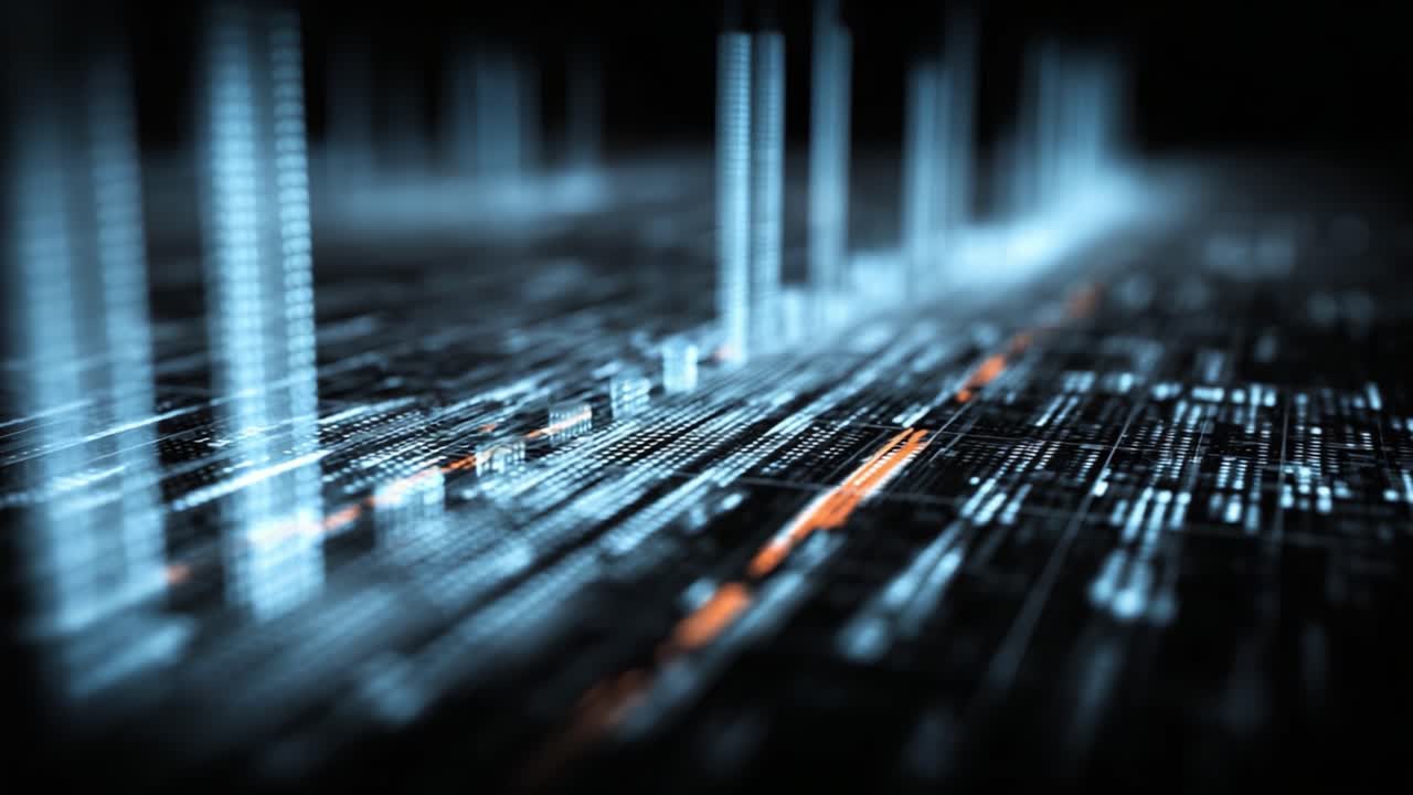 Dynamic Data Visualization in Motion: Capturing the Essence of Digital Analytics Through Evolving Graphs and Abstract Patterns in a Dark Environment