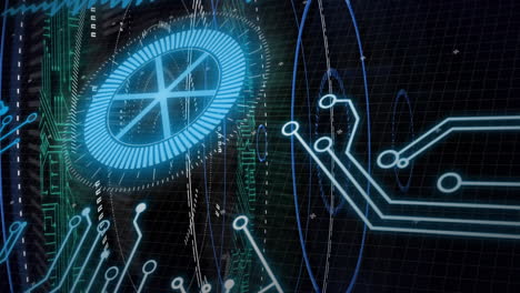 Animation of data processing over black background